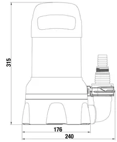 Uppopumppu 11000450 W, 11000 l/h, 0,7 bar, imukorkeus min 2 mm. Liitin 1 1/4" - 4