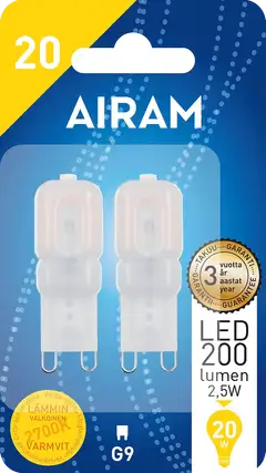 Airam LED polttimo 2W G9/2 bl matta 2700K - 2