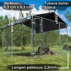 Trekker koira-aitaus katoksella 3x1,5 m harmaa - 6