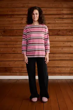 Reino&Aino naisten raitapusero - pink stripe - 3