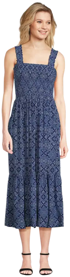 TEX naisten kuviollinen olkainmekko I283354 - NAVY 2 - 1