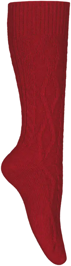 Norlyn naisten villasekoitesukat - Merry Red Cable - 1