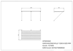 Kasvihuonehylly musta 1200x625mm - 2