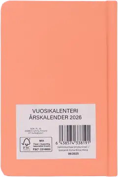 Taskukalenteri A6 pinkki - 2