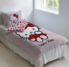 Hello Kitty lasten pussilakanasetti 150x210+50x60 cm vaaleanpunainen - 3