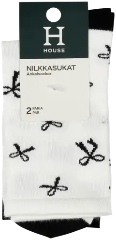 House naisten nilkkasukat 214H322534 2-pack - white/black - 2