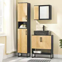 SoBuy allaskaappi bamboo ja musta BZR202-SCH - 2