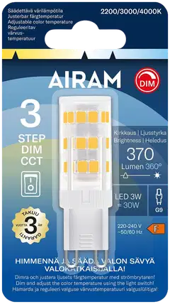 Airam LED polttimo 3-step color kirkas G9 2200K-4000K 370lm - 2