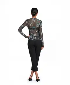 WKLY. naisten mesh kuviollinen trikoopusero O-pääntie 213W362669 - black aop - 6