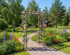 Puutarhaportti vaalean harmaa, 210x140x69cm - 4