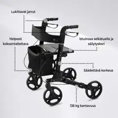 Arvo rollaattori deluxe, musta - 2