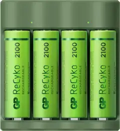 GP Recyko akkulaturi usb B421, sisältää 4 kpl AA NiMH 2100mAh akkuja - 1