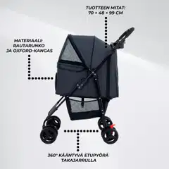 Trekker lemmikkirattaat 15 kg, musta - 2
