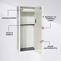 Trekker Asekaappi 14-Asetta AS1400, Valkoinen, Digitaalilukolla - 3