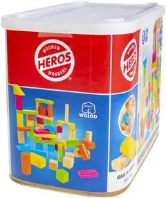 Heros rakennussarja Blocks Luonnonväriset ja värikkäät puiset palikat 60 osaa - 5