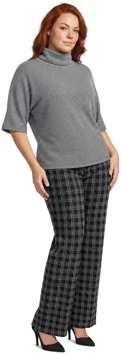 House naisten buklee-kankaiset housut 222HP40267, D-mitoitus - Black&grey - 4