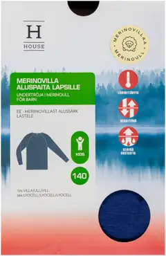 House lasten pitkähihainen aluspaita merinovillasekoitetta 231H332532 - 19-3936tcx skipper blue - 4