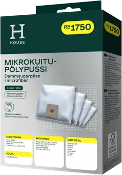 House RB1750 pölypussi 4 kpl + moottorisuodatin - 1
