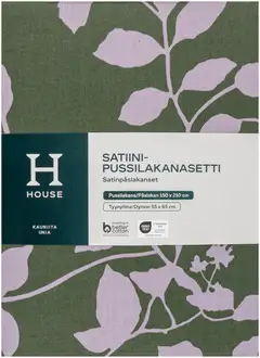 House satiinipussilakanasetti Olivia 9197 150 x 210 + 55 x 65 cm tummanvihreä/harmaa - 2
