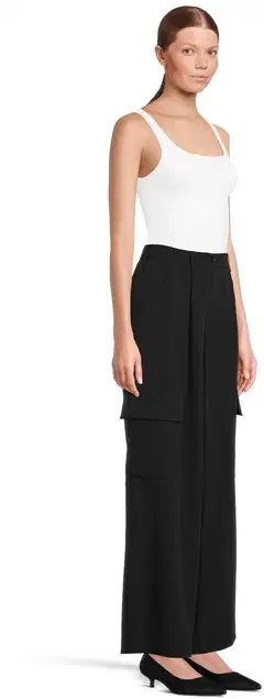 WKLY. naisten leveälahkeiset cargohousut 131188 - BLACK - 4