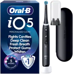 Oral-B iO5 Matt Black sähköhammasharja+matkakotelo+hammasharjateline - 1