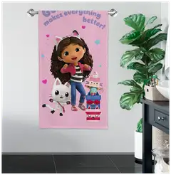 Gabby's Dollhouse lasten kylpypyyhe 70x140 cm pinkki - 5