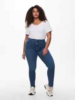 ONLY CARMAKOMA naisten korkeavyötäröiset farkut Caraugusta - Medium Blue Denim - 3