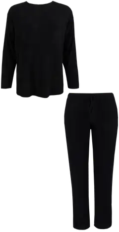 TEX naisten ribbipyjama I993707 - BLACK 1 - 1