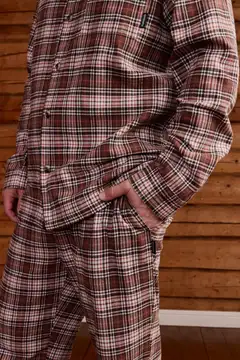 Reino&Aino miesten flanellipyjama Reino - Brown - 7