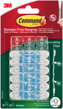 Command™ sisustuspidikkeet ulkokäyttöön 17026H-AW, 20 pidikettä + 24 kiinnityspalaa - 1