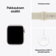 Apple Watch SE 3 GPS + Cellular 40 mm:n tähtivalkea alumiinikuori ja hiekanvärinen urheiluranneke - S/M - MJLC4QN/A - 3