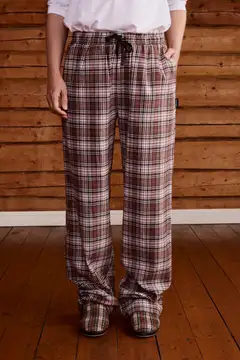 Reino&Aino naisten flanellipyjamahousut Aino - Brown check - 2