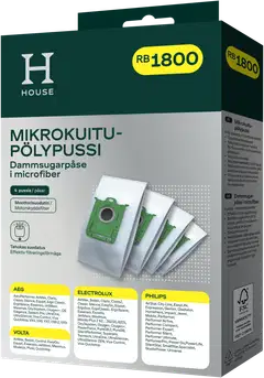 House RB1800 pölypussi 4 kpl + moottorisuodatin - 1