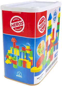 Heros rakennussarja Blocks Värikkäät puiset palikat 100 osaa - 5