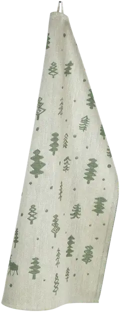 Lapuan kankurit keittiöpyyhe Poro pellavaa, vihreä/pellava - 1