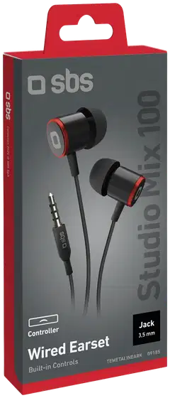 SBS langalliset nappikuulokkeet 3.5mm liittimellä Studio Mix 100, musta - 2