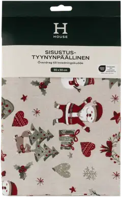 House sisustustyynynpäällinen Christmas Santa 50x50 cm harmaa/vihreä/punainen/valkoinen - 1