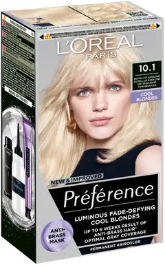 L'Oréal Paris Préférence 10.1 Helsinki Extra Light Ash Blonde Erittäin kirkas tuhkanvaalea kestoväri 1kpl - 2