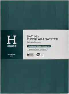 House satiinipussilakanasetti Stripe 150 x 210 + 55 x 65 cm tummanvihreä - 2