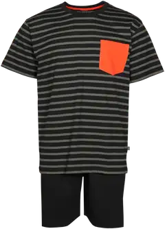 RATIA miesten shortsipyjama - musta/t. vihreä - 1