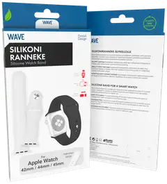 Wave Silikoniranneke, Apple Watch 42mm (Series 1-9) / Apple Watch 44mm / Apple Watch 45mm / Apple Watch 46mm / Apple Watch 49mm, Valkoinen - 5