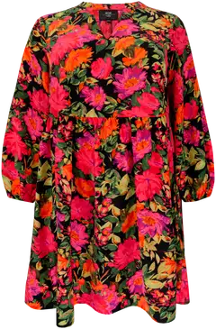 Now Curvy naisten lyhyt kuosimekko 107772, D-mitoitus - Printet pink - 1