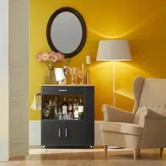 SoBuy keittiösaareke musta FKW113-SCH - 2