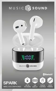 MusicSound langattomat nappikuulokkeet Spark valkoinen - 2
