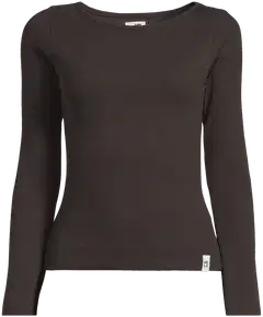 WKLY. naisten ribbipusero boatneck, levenevä hihansuu 213W312603 - Chocolate - 2