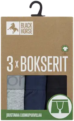 Black Horse miesten bokserit 3-pack I125 - Grey Mel-Navy-Black - 3