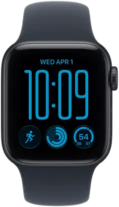 Apple Watch SE 3 GPS 40 mm:n keskiyön värinen alumiinikuori ja laivastonsininen urheiluranneke - S/M - MJKY4QN/A - 1