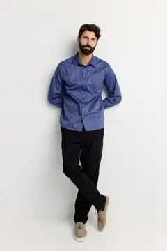 Finlayson miesten kauluspaita Tiuhta - Blue-white stripe - 4