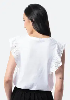 TEX naisten frillatoppi I282731 - WHITE 1 - 2