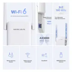 Mercusys ME80X AX3000 Dual-band -WiFi6 -kantamalaajennin - 4